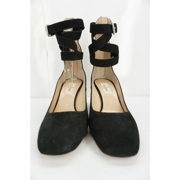 Valentino Black Suede Plum Ankle Wrap Sandals Size 36.5 Strappy $995 Heels NIB - Picture 8 of 11